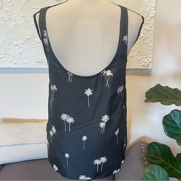 Rag & Bone Natalie Silk Palm Tree Sleeveless Tank Top in Black Sz S - Picture 5 of 9